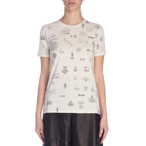 Loewe 罗意威  女士米黄色纯棉图案短袖圆领半袖T恤