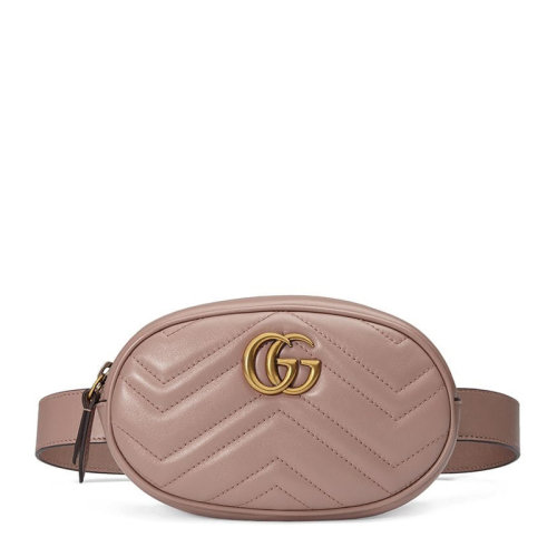 GUCCI/古驰  Marmont系列女士牛皮GG绗缝条纹时尚腰包胸包女包 476434-DSVRT 多色可选