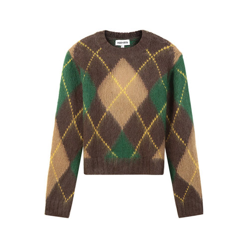 KENZO/高田贤三 女士菱形花纹圆领长袖针织衫毛衣 2PU610 3CC