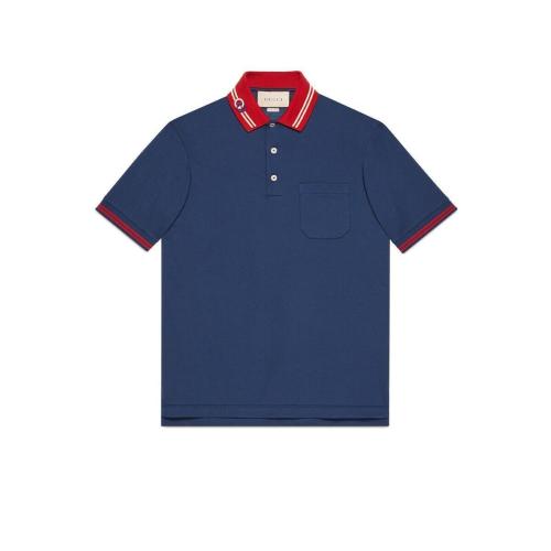  GUCCI古驰 22年秋冬 男士 饰互扣式双G珠地棉Polo衫 658067 XJDI2 4714