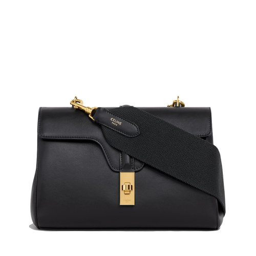 CELINE/赛琳 21新款TEEN SOFT 16系列 女士黑色光滑小牛皮金扣斜挎单肩包196853CR4.38NO