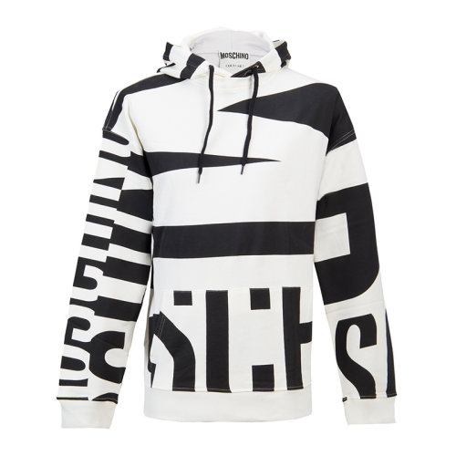 MOSCHINO/莫斯奇诺 男装 服饰 黑白色棉质经典logo款 连帽卫衣 男卫衣