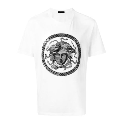 VERSACE/范思哲 男士白色棉质经典美杜莎头像装饰圆领短袖上衣T恤 A80444-A224589-A001