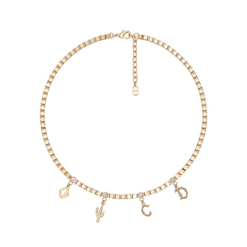 DIOR/迪奥 22新款CACTUS JACK联名款 男士金色黄铜饰白色水晶吊饰悬挂项链N1633HOMMT_D319