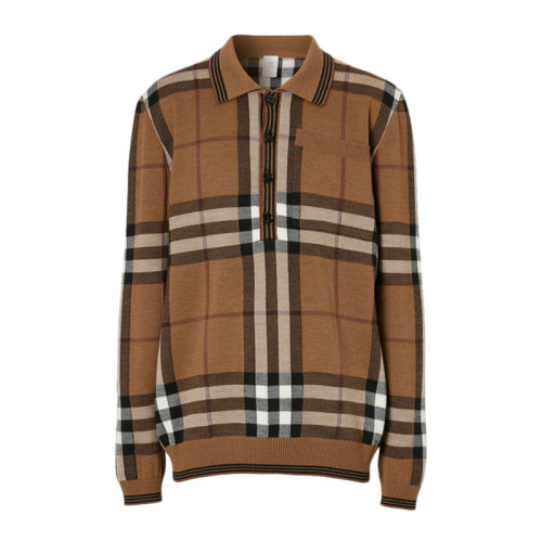 BURBERRY 博柏利 男装 服饰 格纹翻领羊毛经典格纹时尚休闲 男士长袖Polo