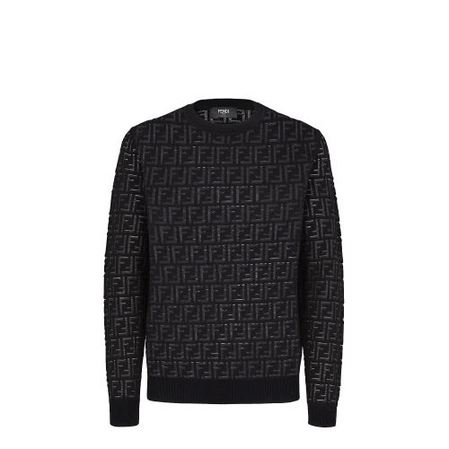 FENDI/芬迪 经典款 男士黑色羊毛尼龙毛衣FZY063AAUQF0QA1