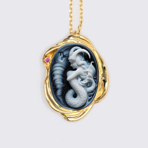 吊坠【2021新款星座】 shiyu/十玉艺术珠宝 摩羯座 [全球限量20枚] 一体双色缟玛瑙 黄道十二宫 十玉