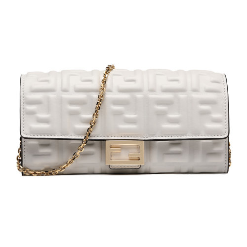 FENDI/芬迪21新品FF压花图案链带羊皮革长款皮夹钱包链条包8M0365AAJD