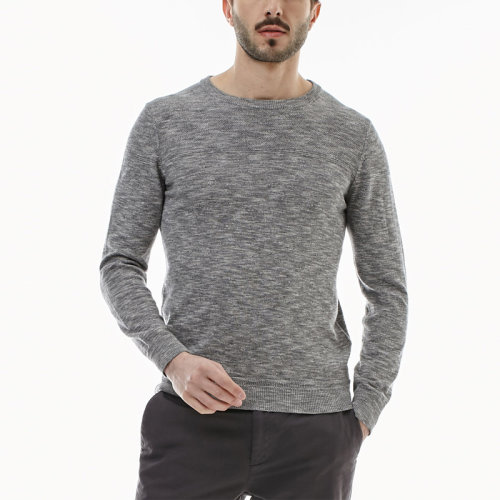 Vittorio Di Giacomo/迪伽默男士休闲灰色圆领套头毛衣—男针织衫