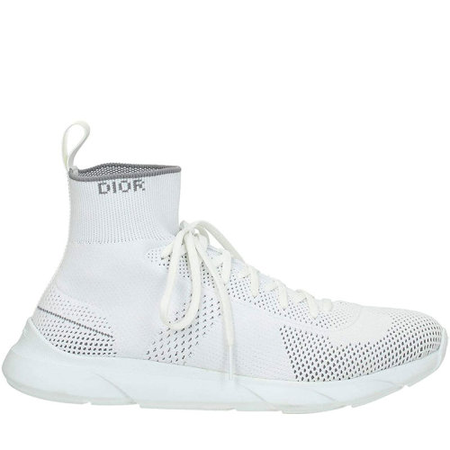 DIOR/迪奥 袜子鞋 男士白色织物高帮系带休闲运动鞋 3SN224YAEH00U