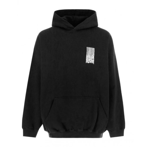 Balenciaga/巴黎世家 女士黑色棉质条码图案装饰宽松版型长袖上衣卫衣套头衫连帽衫运动衫 651799-TKVE6-1070