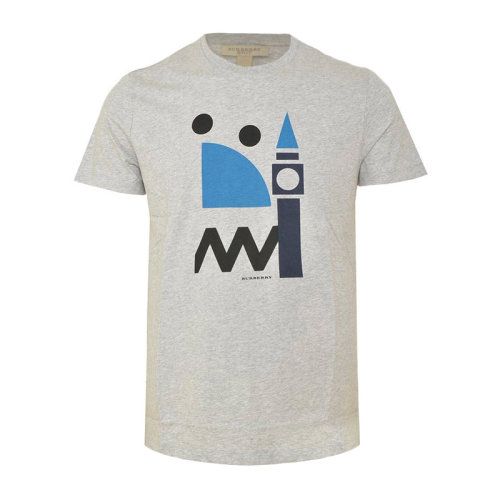 BURBERRY/博柏利 男装 服饰 商务休闲 灰色 几何图棉质半袖上衣 男士短袖T恤 3946249