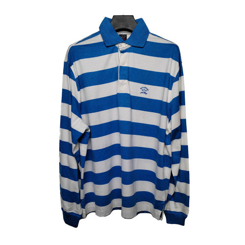 Paul&shark/鲨鱼 白蓝拼色男士长袖POLO衫