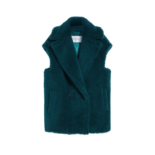 MaxMara/麦丝玛拉 22年秋冬新款 LIBANO系列 女士松石绿色羊驼毛混纺泰迪马甲外套无袖夹克1276012306007