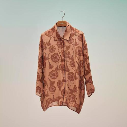  HERMES爱马仕 22年秋冬 女士 长袖衬衫 Chemise ample imprime ??Cliquetis Aquarelle?? H