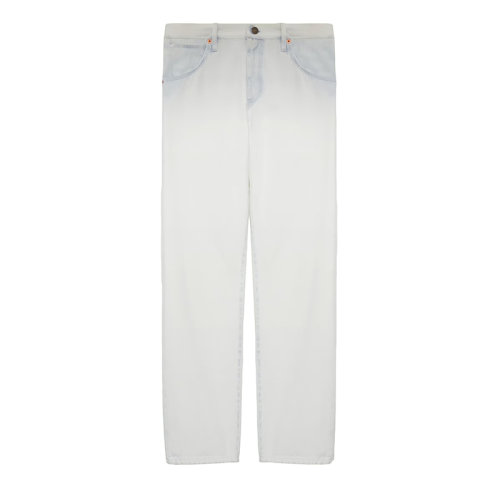 GUCCI/古驰 22年秋冬新款 Lovelight系列 男士白色纯棉漂白效果方形双G贴饰牛仔裤?705892XDB3W9692