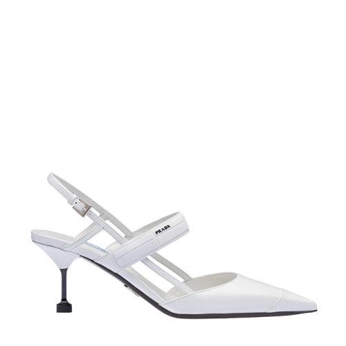 PRADA/普拉达 白色 女士亮面皮魔术贴脚背带饰高跟鞋 1I296I_AZ3_F0009_F_065