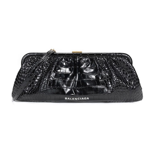 Balenciaga/巴黎世家 女士鳄鱼纹压花皮革CLOUD手拿包腋下包单肩斜挎包 618899 1RO5M