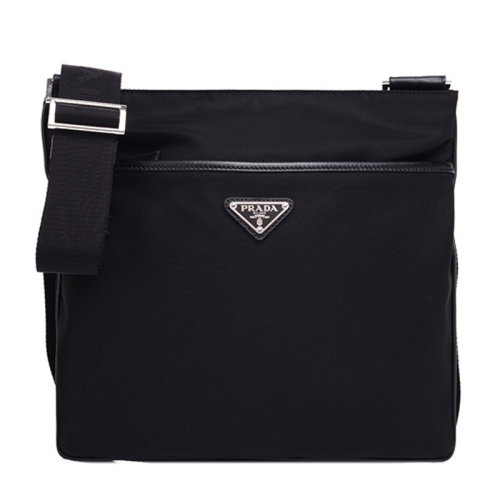 PRADA/普拉达 男士黑色织物商务休闲单肩包斜挎包邮差包男包
