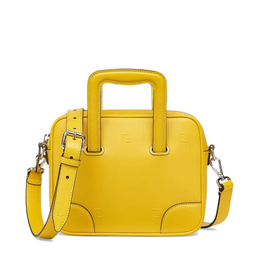 FENDI/芬迪 21新款 男士黄色牛皮革FF图案拉链开合手提单肩斜挎邮差包7VA543AG0RF0M8A
