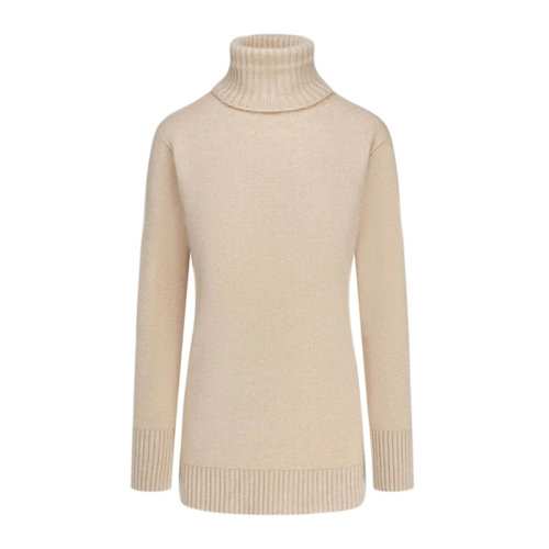 MaxMara/麦丝玛拉 女士驼棕色羊毛混纺羊绒加厚翻折高领长袖上衣毛衣针织衫羊毛衫套头衫 13660203-600-002