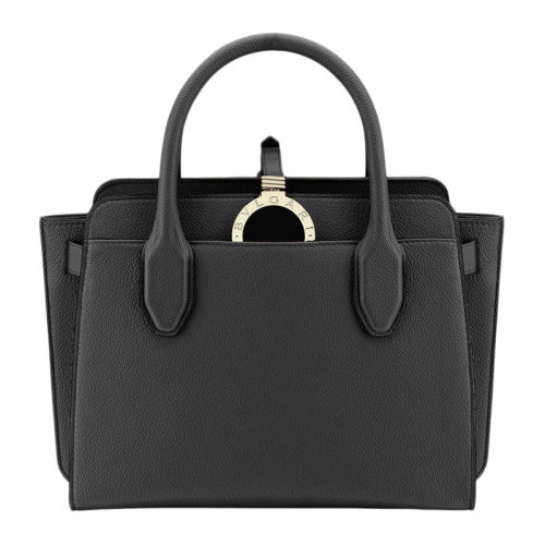 BVLGARI/宝格丽 BVLGARI AIBA系列女士黑色牛皮金属徽标搭扣可拆卸肩带斜挎包手提包单肩包女包 282597