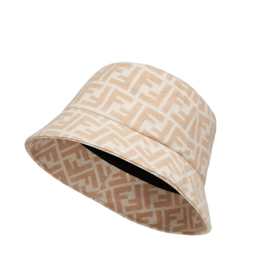 FENDI/芬迪新款 女士米色桑蚕丝和羊毛窄檐渔夫帽FXQ813AALRF0QU5