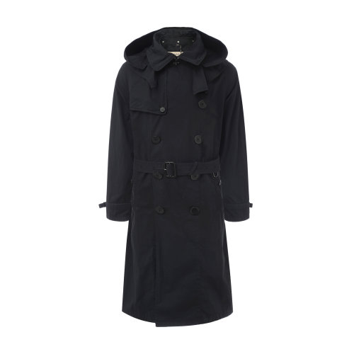 纯棉黑色可拆卸连帽男士风衣 BURBERRY/博柏利 男士连帽风衣 上衣 瑕疵特卖（陈列痕迹，不影响使用）