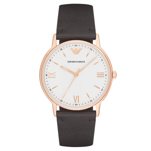 Emporio Armani/安普里奥阿玛尼手表 皮质表带休闲商务 防水石英男士腕表 AR11011
