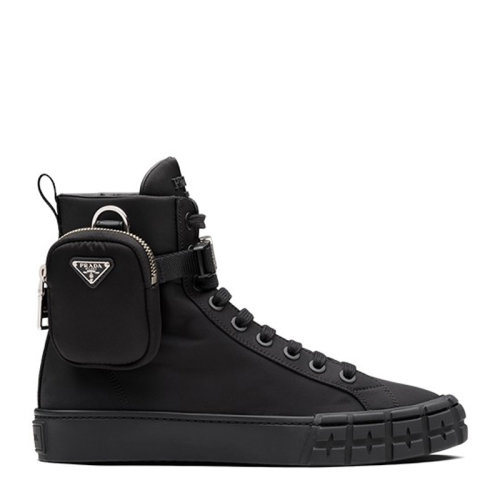 PRADA/普拉达 女士黑色再生尼龙高帮配可拆卸尼龙小袋休闲鞋女鞋1T551M-3LFV-F0002-F-035
