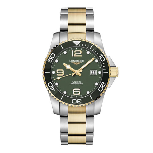 LONGINES/浪琴 康卡斯潜水系列 男女通用自动机械机芯精钢表带绿色亚光表盘防反光抗磨损蓝宝石表镜41毫米手表L3.781.3.06.7