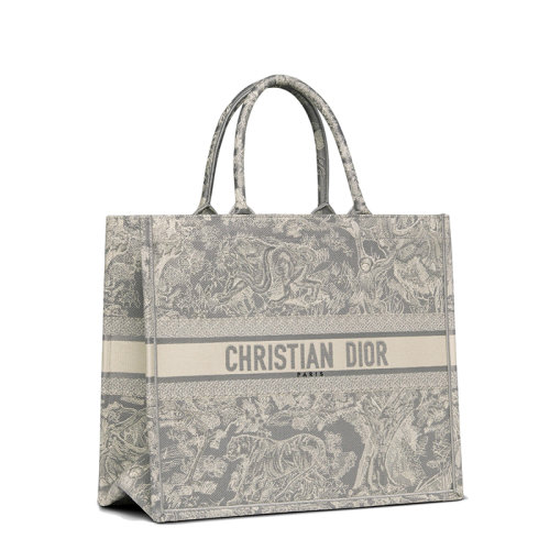 DIOR/迪奥  BOOK系列 女士灰色Toile de Jouy图案反向刺绣单肩手提托特包M1286ZRGO_M932