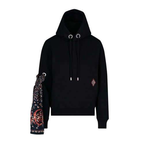 CHLOE/克洛伊 女士黑色棉质花卉图案印花真丝蝴蝶结长袖连帽卫衣 C21SJH06086001