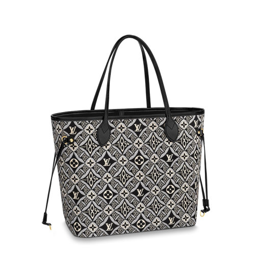 Louis Vuitton/路易威登 经典NEVERFULL MM SINCE 1854系列 女士灰色徽标1984组合印花图案织物钩扣手提斜挎单肩包M57230