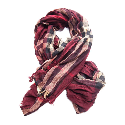 BURBERRY/博柏利 男女通用 中性时尚酒红色羊毛混纺经典格子围巾围脖  多色可选