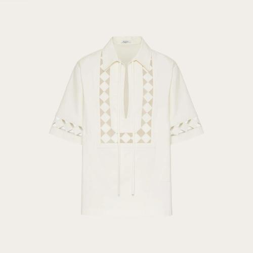  VALENTINO华伦天奴 22年秋冬 男士 短袖衬衫 CHEMISE TUNIQUE A_VEC BRODERIES GéOMéTRIQUES