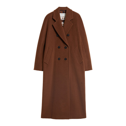 MaxMara/麦丝玛拉 22年秋冬新款 MADAME1系列 女士牛皮纸色羊毛羊绒混纺经典大衣外套1018012606015