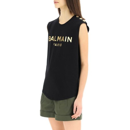 BALMAIN/宝曼 女士印花棉质短袖T恤 XF1EB005-BB28-EAD PLFSX
