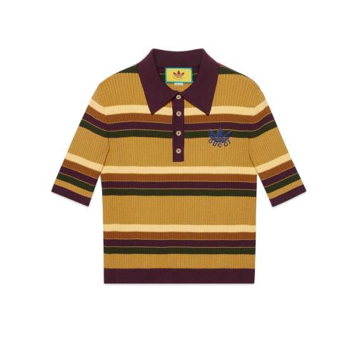  GUCCI古驰 22年秋冬 男士 adidas x Gucci联名系列条纹Polo衫 696246 XKCDY 7365