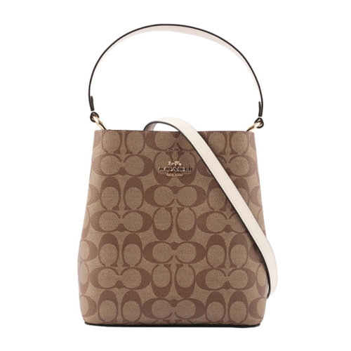 COACH/蔻驰 女士拼色PVC配皮经典双C字母徽标印花装饰磁扣开合单肩包斜挎包手提包水桶包女包 F2312 多色可选