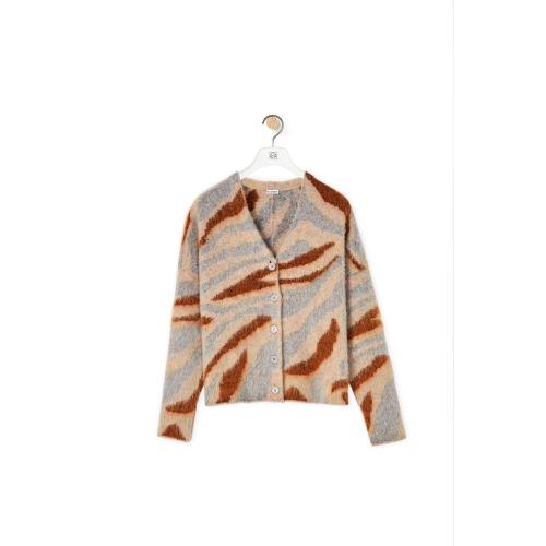  LOEWE罗意威 22年秋冬 女士 针织衫 Oversize intarsia cardigan in wool and mohair S359Y16K