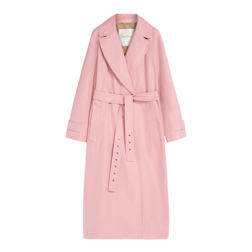 MaxMara/麦丝玛拉 22年早春新款 ETRENCH系列 女士粉色纯棉防水华达呢喇叭形剪裁风衣夹克9021122706028