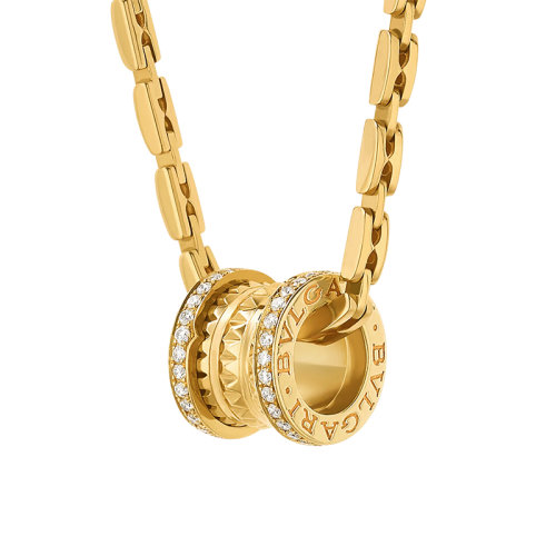 BVLGARI/宝格丽 B.ZERO1系列 18k金黄金双排满钻吊坠项链358278