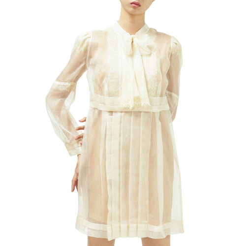 nisiss/怡夕蝴蝶结领带蕾丝饰直身连衣裙女士连衣裙N131XO0605