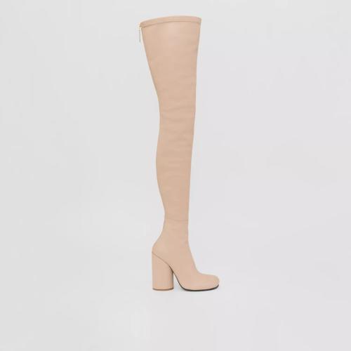  BURBERRY 22年秋冬 女士 皮革过膝袜靴 80605461