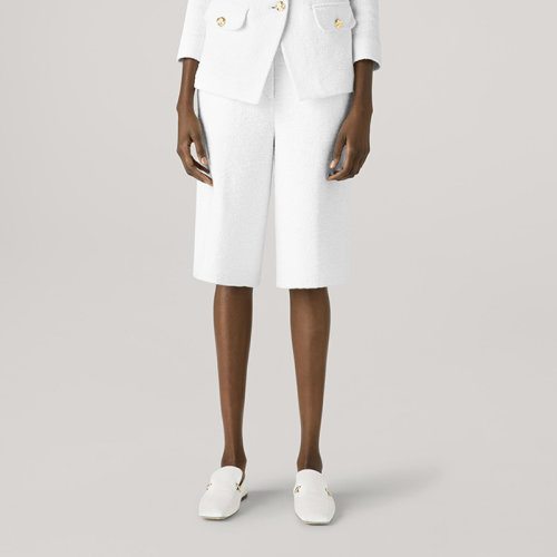 【21春夏新款】St.John/盛蔷2021春季新款白色针织百慕大西裤女士短裤K813051