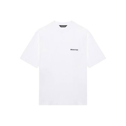 Balenciaga/巴黎世家 22年早春新款 BB CORP系列 男士白色纯棉复古平纹中等剪裁短袖T恤612966TJV879040