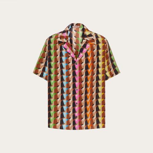  VALENTINO华伦天奴 22年秋冬 男士 短袖衬衫 CHEMISE EN SOIE A_VEC IMPRIMé 3DREAM VALENTIN