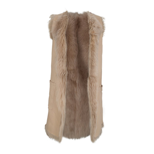 MaxMara/麦丝玛拉  女装 服装 驼色羊毛皮草中长款 女士马甲 PRINCE