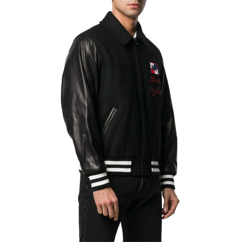 BURBERRY/博柏利 burberry服装 巴宝莉 黑色 男装 牛皮拼接 棒球夹克 大衣 外套 皮衣 男士夹克 80062151